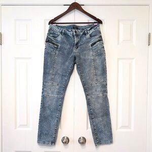 Illegal Jeans Acid Wash Moto Biker Men’s Jeans